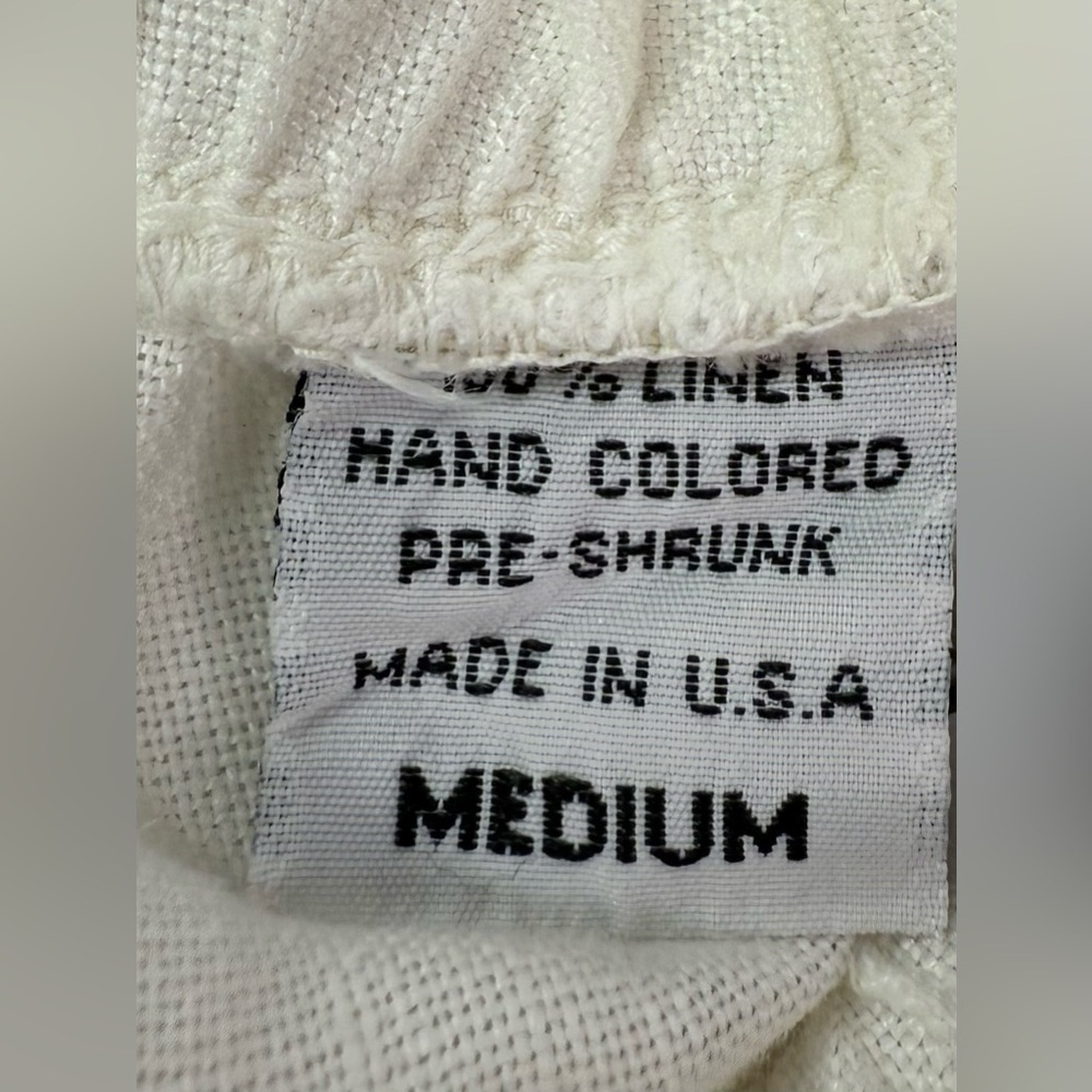 Russ Berens White Linen Capri Pants Elastic Waistband Size Medium - Picture 4 of 8